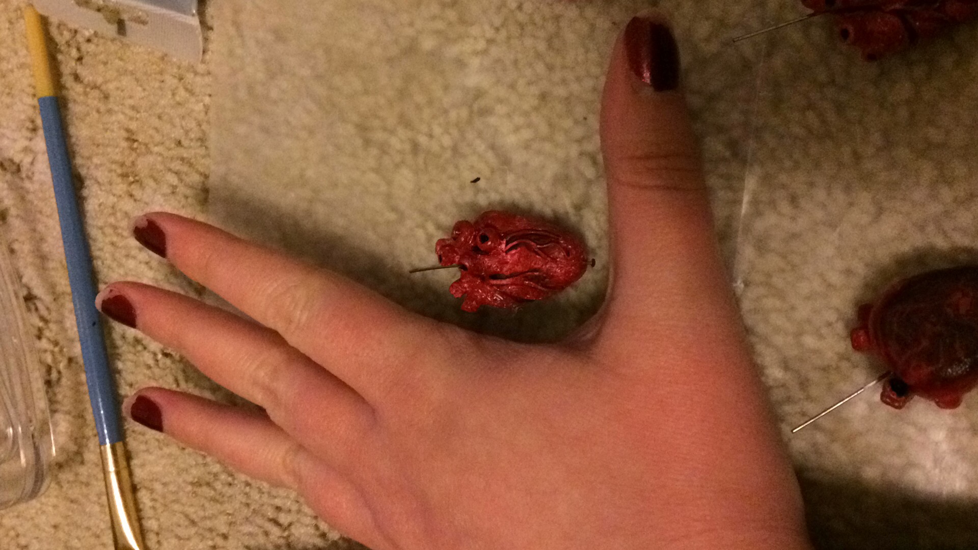 Human Heart necklace pendant, size comparison